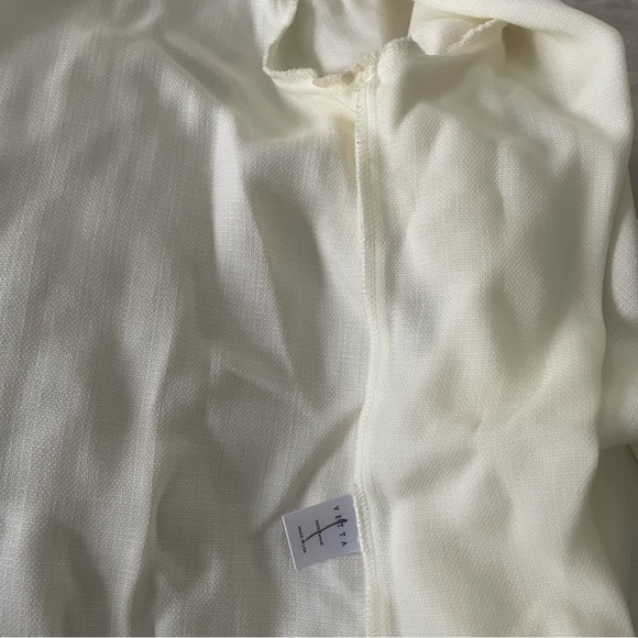 VETTA The Gathered Sleeve Wrap Top Textured stencil Ivory Medium - Picture 8 of 11